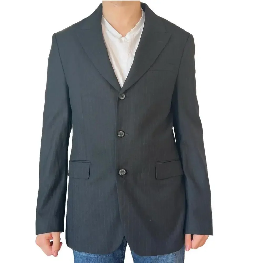 ZARA MEN'S SZ 44 F/W 2018 SPORT COAT BLAZER JACKET OFFICE BLACK BLUE PINSTRIPE